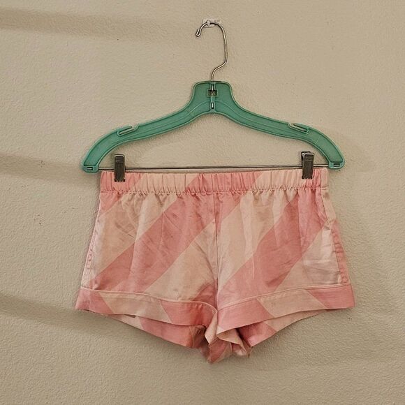 Victoria's Secret Pink Satin Striped Pajama Shorts Sz S - Picture 1 of 3